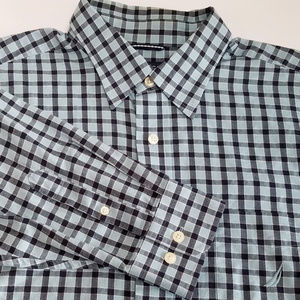 Nautica Mens Shirt Large Plaid Check Long sleeve
